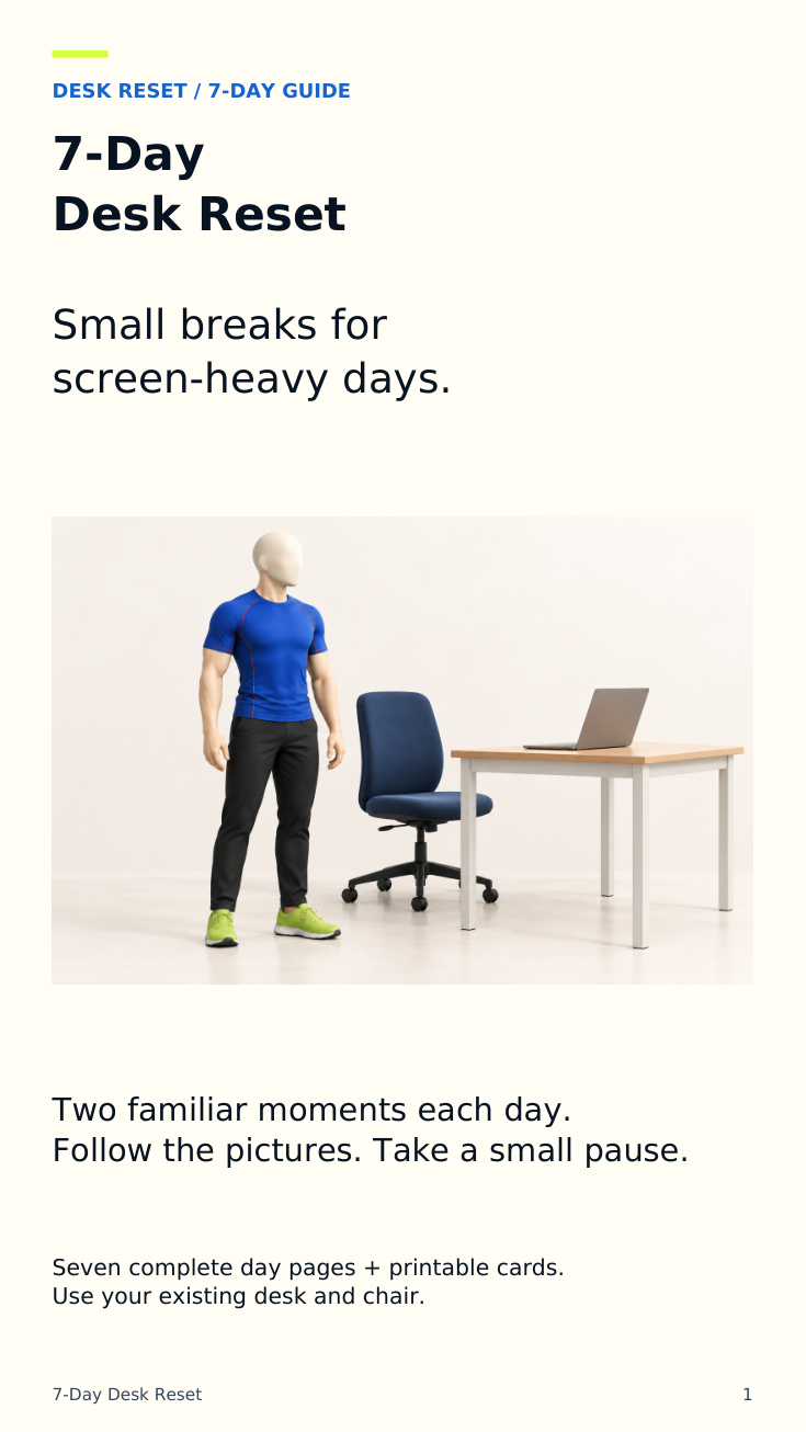 Actual cover of the 7-Day Desk Reset PDF workbook.